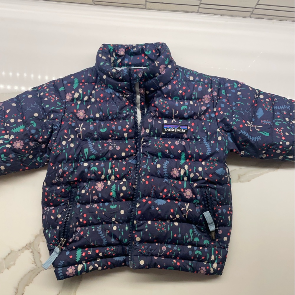 Patagonia Kids Floral Puffer Jacket - Blue and Pink